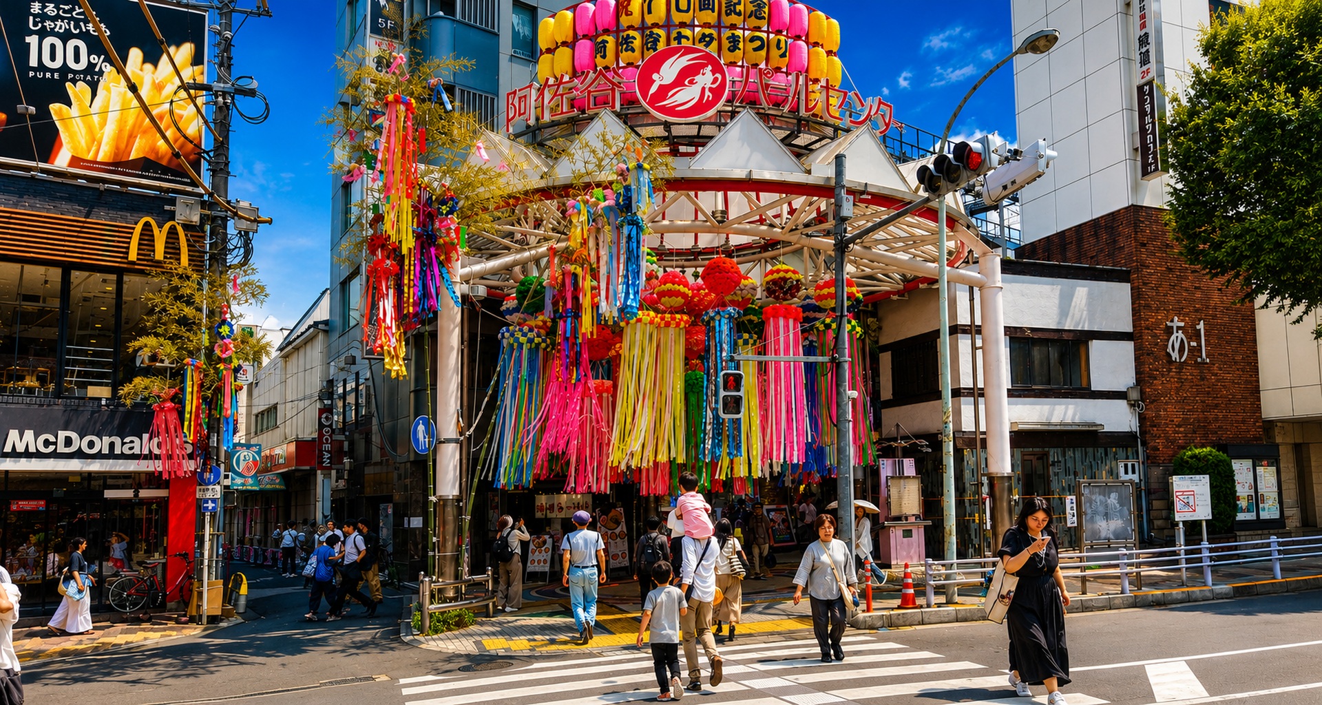 Asagaya Pearl Center decorated for the Tanabata festival