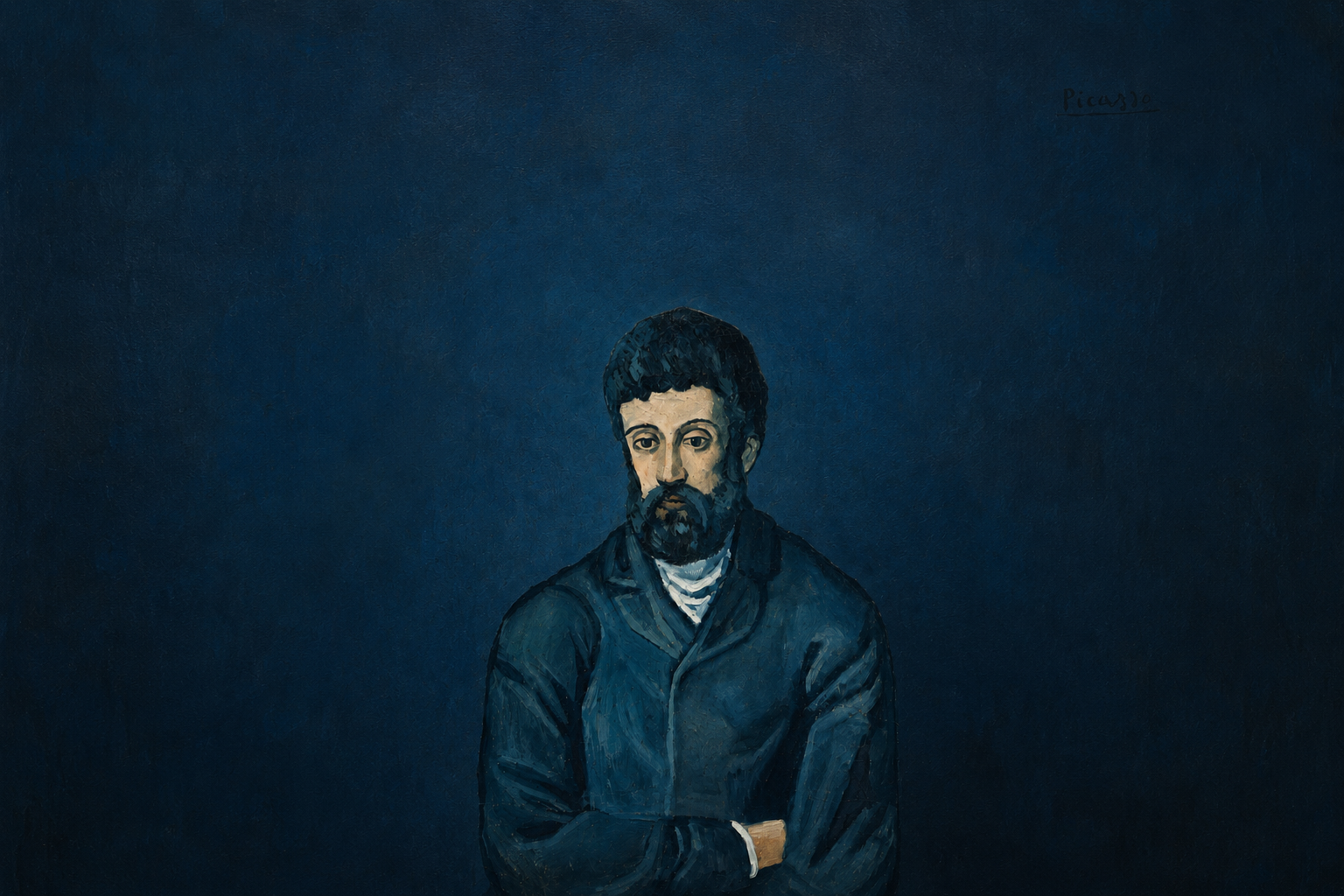 Portrait of a man, also known under the title Man in Blue, painted by Pablo Picasso in 1902